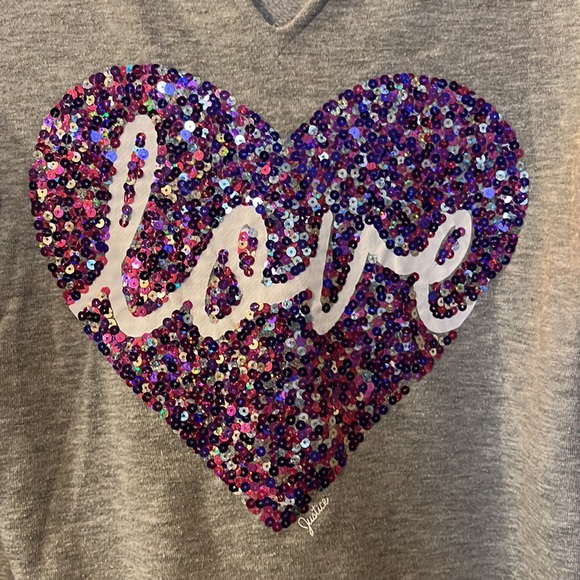 Justice Purple Love Heart Lightweight Hoodie size 12 - Picture 2 of 4